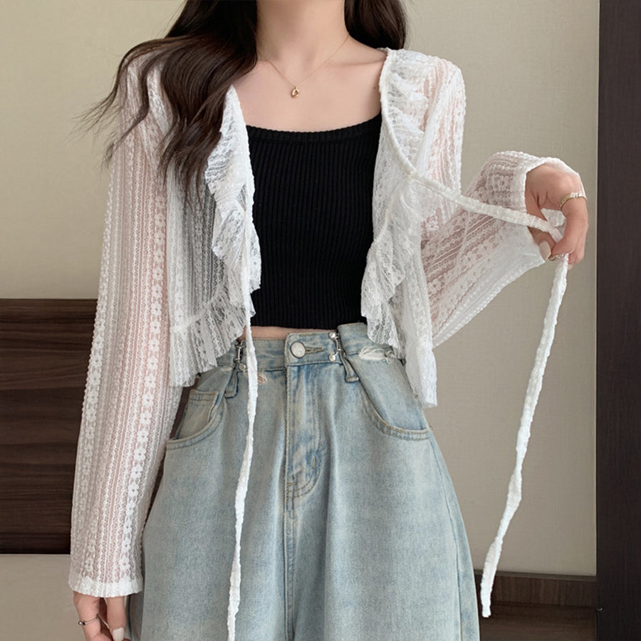 ダイヤモンドハーツ Diamond Hearts 【訳あり新品】レースフリルショートカーディガン （ホワイト） ホワイト