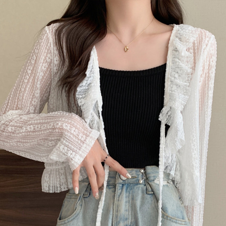 ダイヤモンドハーツ Diamond Hearts 【訳あり新品】レースフリルショートカーディガン （ホワイト） ホワイト