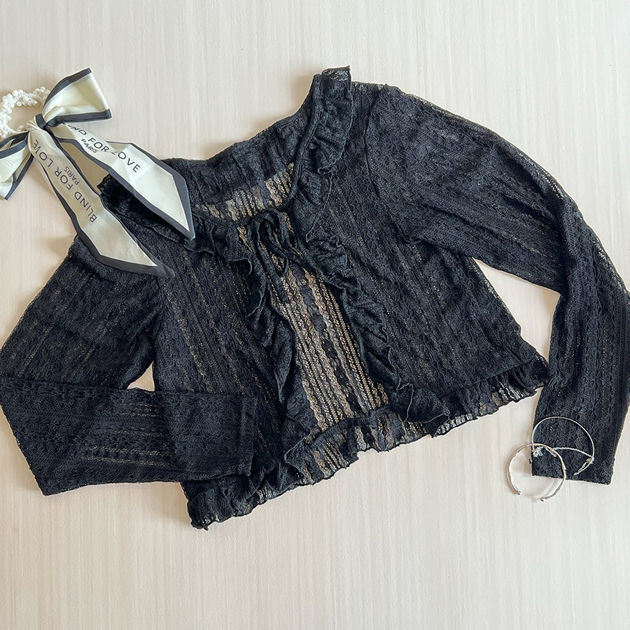 ダイヤモンドハーツ Diamond Hearts 【訳あり新品】レースフリルショートカーディガン （ホワイト） ホワイト