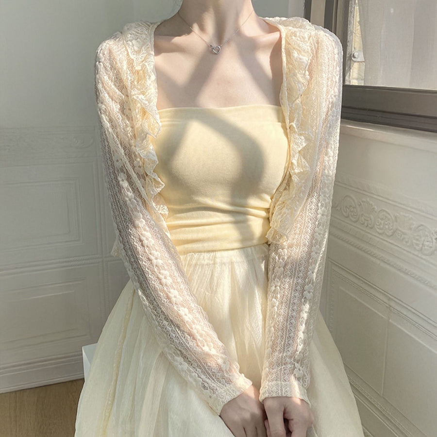 ダイヤモンドハーツ Diamond Hearts 【訳あり新品】レースフリルショートカーディガン （ホワイト） ホワイト
