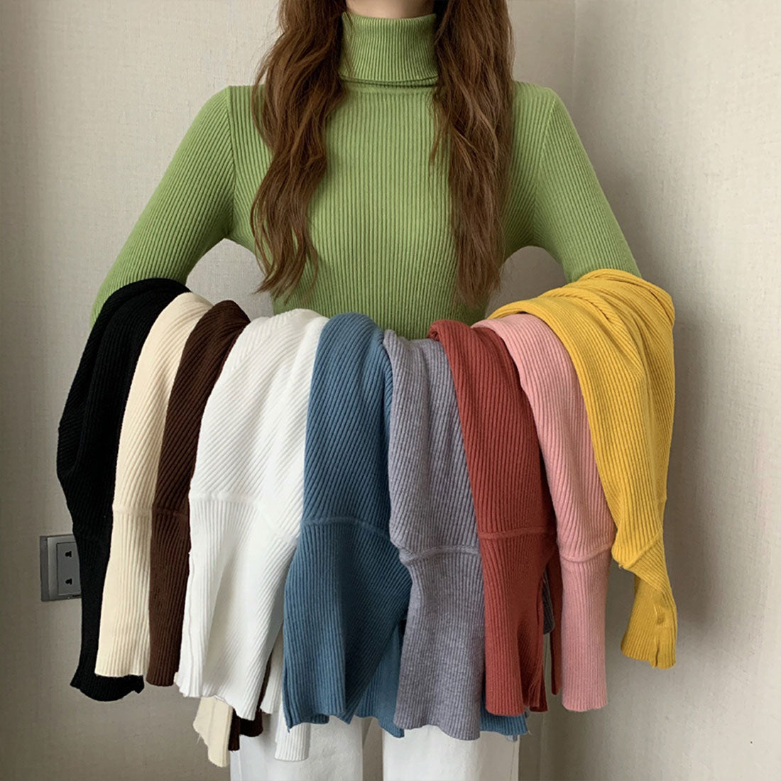 Diamond Hearts Turtleneck Long Sleeve Knit