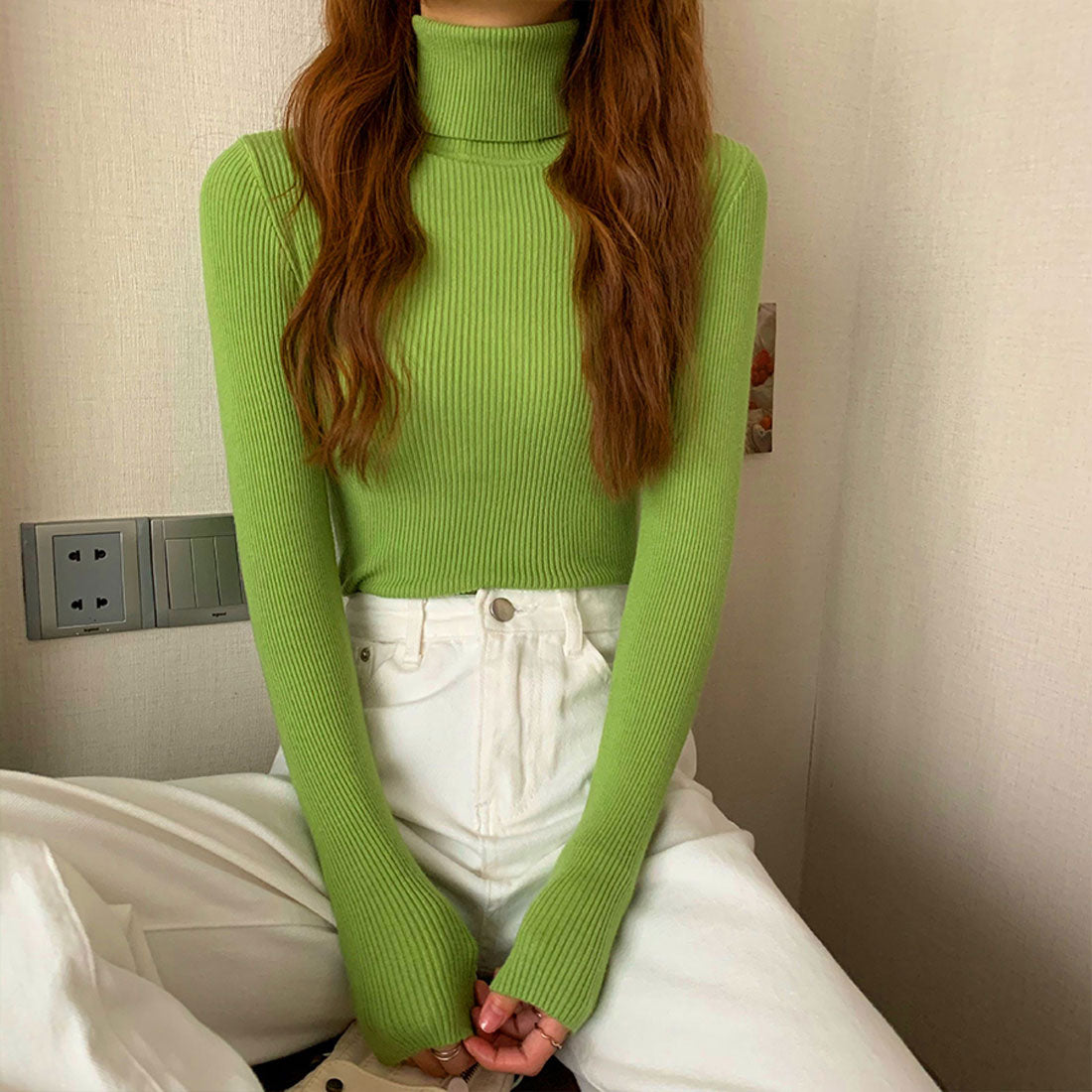 Diamond Hearts Turtleneck Long Sleeve Knit
