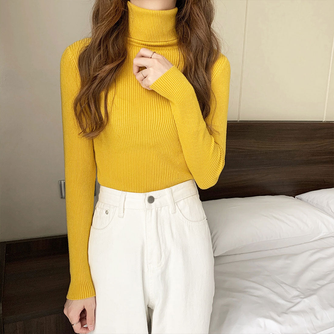 Diamond Hearts Turtleneck Long Sleeve Knit