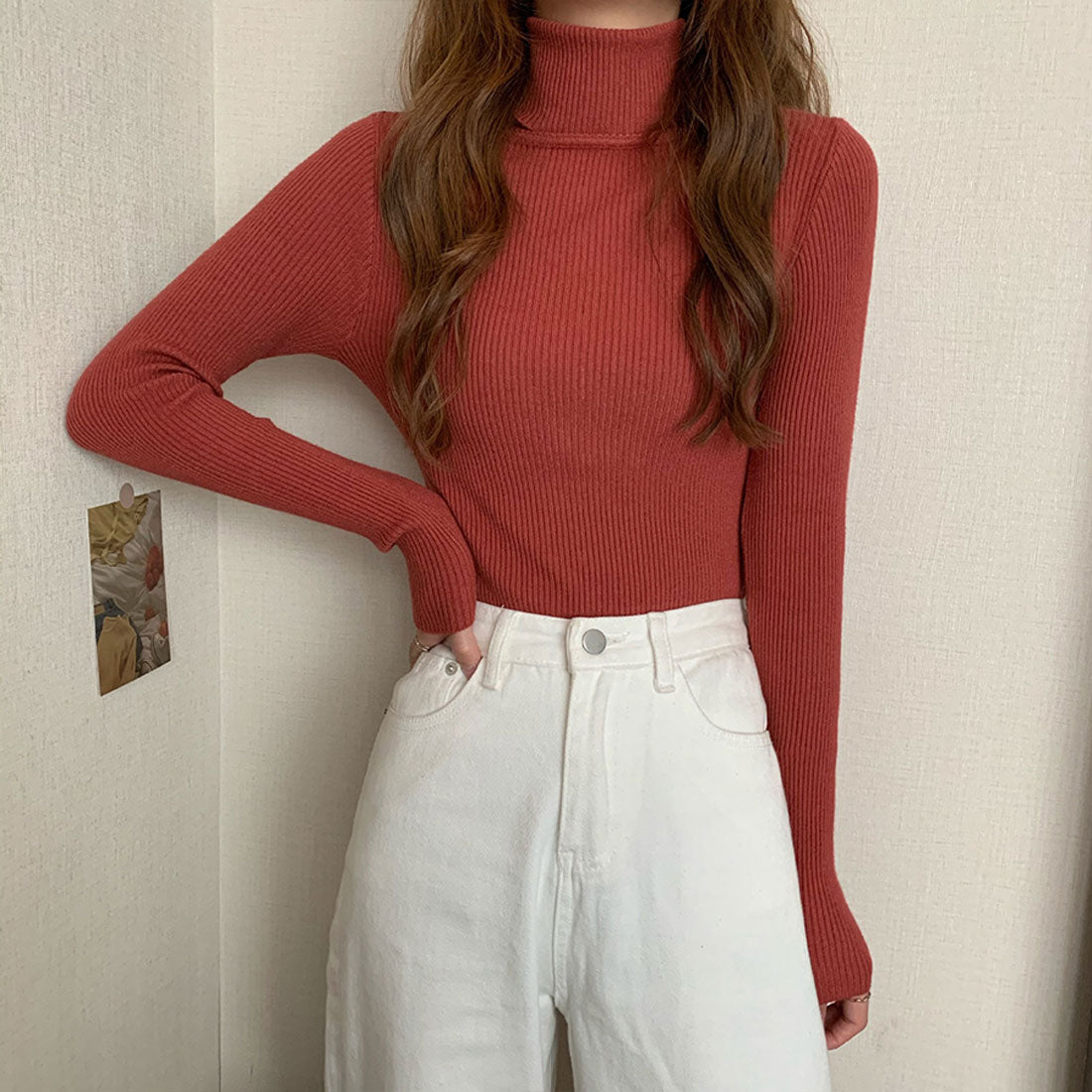Diamond Hearts Turtleneck Long Sleeve Knit