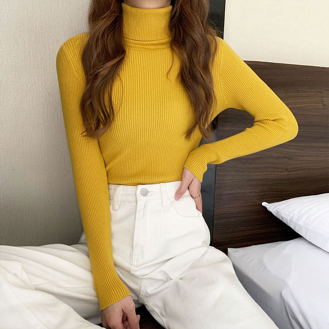 Diamond Hearts Turtleneck Long Sleeve Knit
