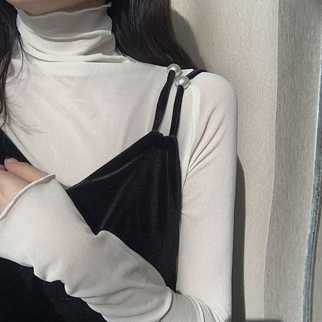 ダイヤモンドハーツ Diamond Hearts シースルートップス長袖シアータートルネック