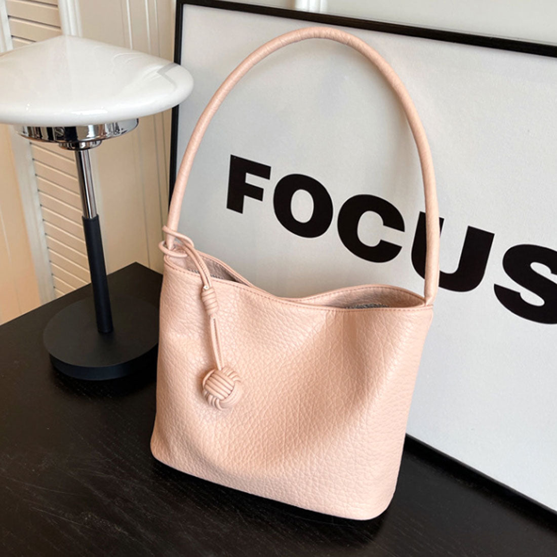 Dewlily Fake Leather Shoulder Bag for Women, Teens, 20s, 30s, Korean Fashion, Casual, Simple, Cute Bag, Outing, Commuting, Black, White