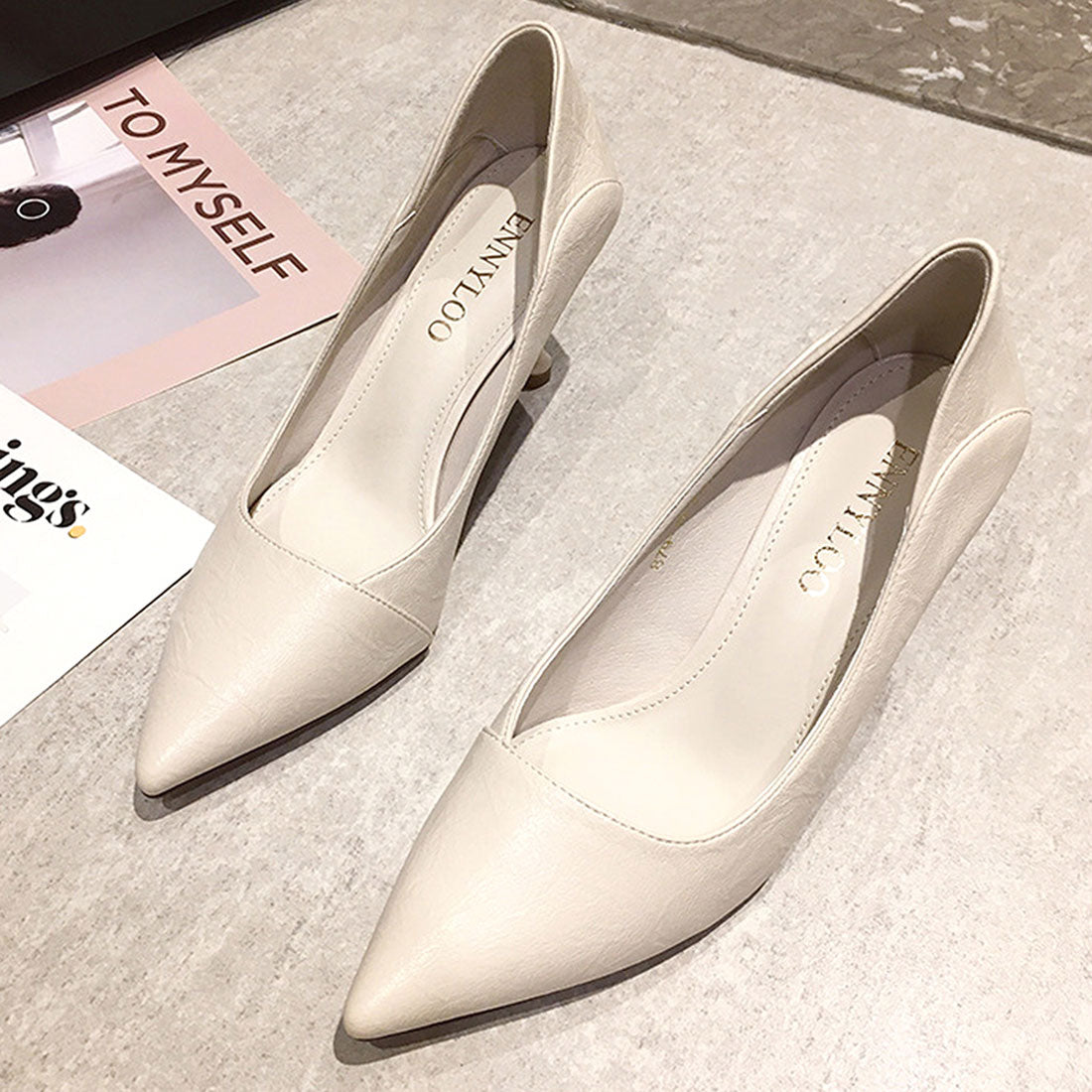 Dewlily Stiletto Heel Pumps Shoes Korean Fashion Teens 20s 30s Office Casual Pointed Toe Vintage Style Adult