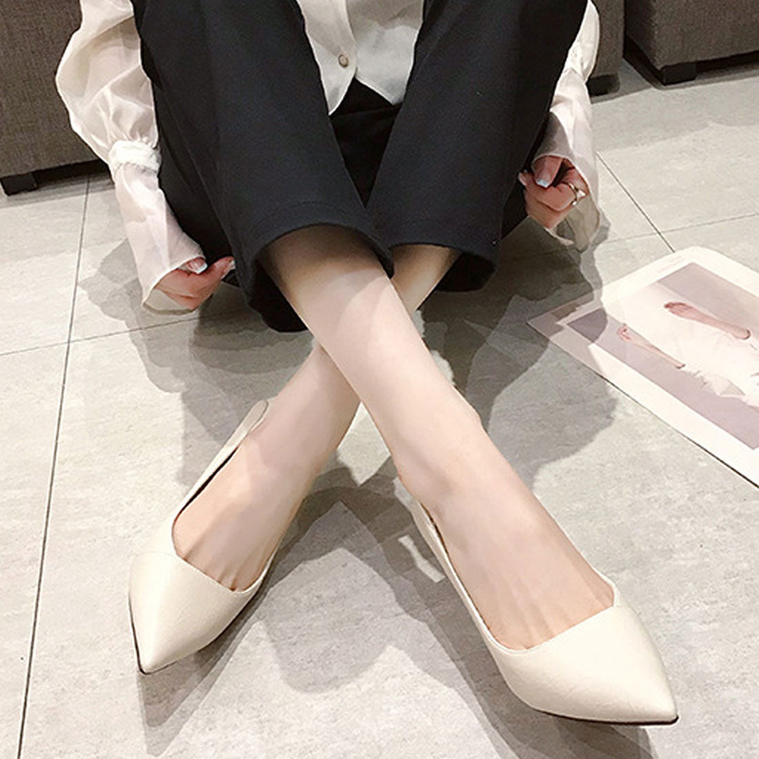 Dewlily Stiletto Heel Pumps Shoes Korean Fashion Teens 20s 30s Office Casual Pointed Toe Vintage Style Adult