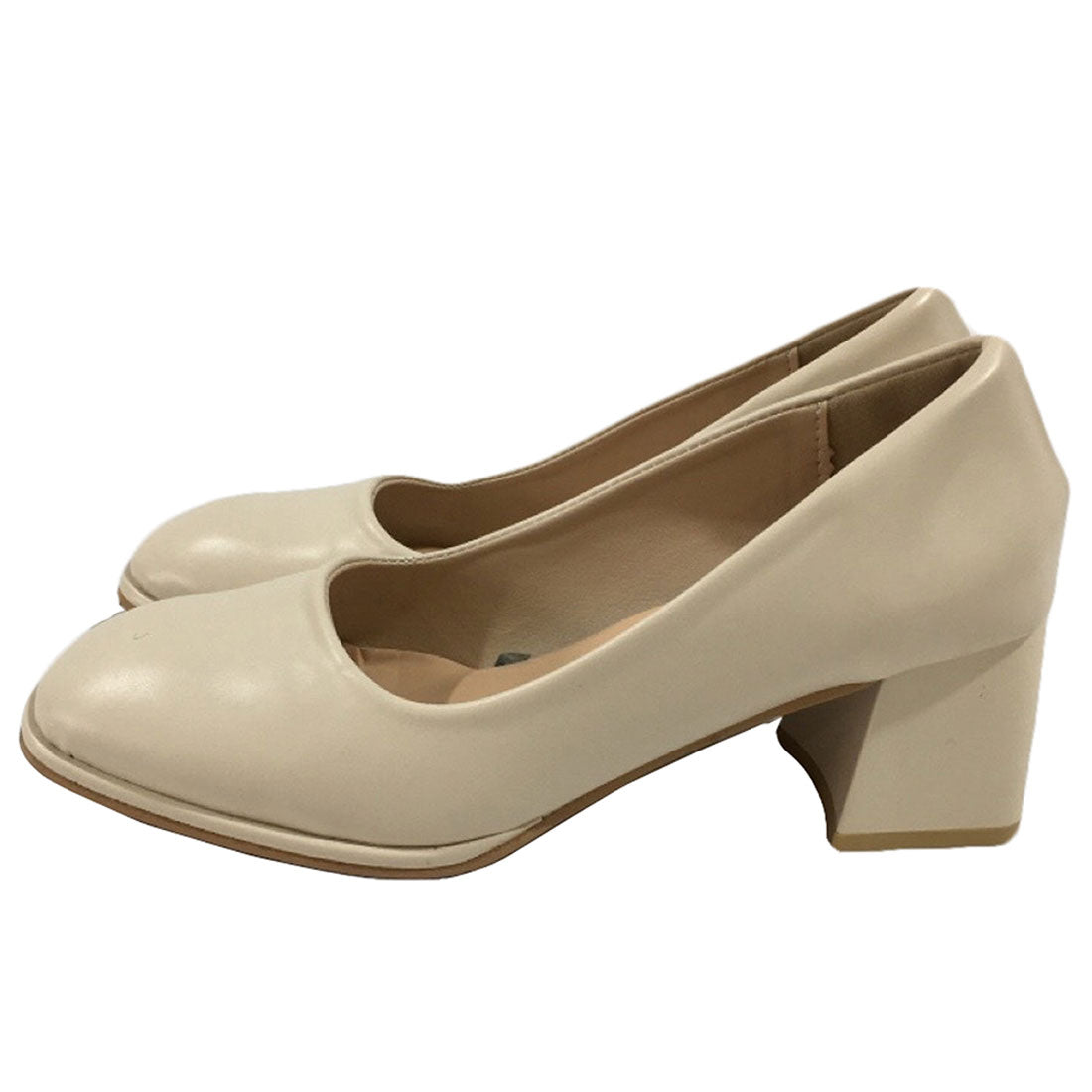 Dewlily Simple Pumps with Heels Korean Fashion for Teens, 20s, and 30s Chunky Heels Easy to Walk in Memory Foam Insoles Comfortable to Wear Great for Work and Job Hunting