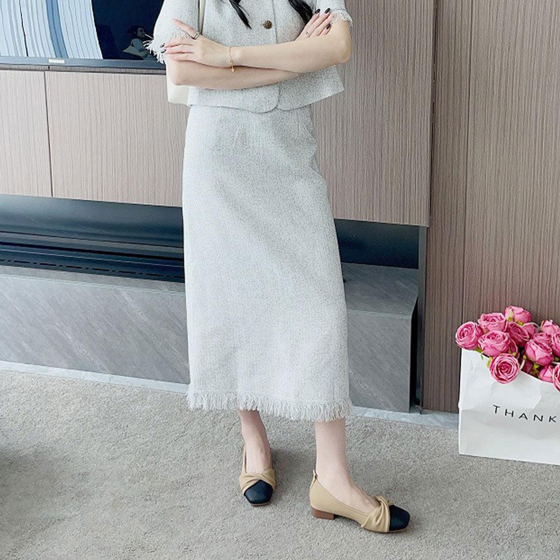 Dewlily Square Toe Chunky Heel Korean Fashion Teens 20s 30s Elegant Mature Low Heel Long Wear Fatigue-Free Leg Lengthening Effect