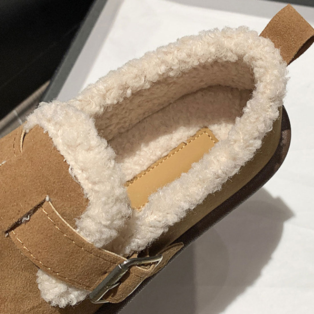 Dewlily Flat Boa Shoes for Women, Teens, 20s, 30s, Korean Fashion, Autumn, Winter, Casual, Cute, Black, Simple, Plain, Warm, Shoes, Boots