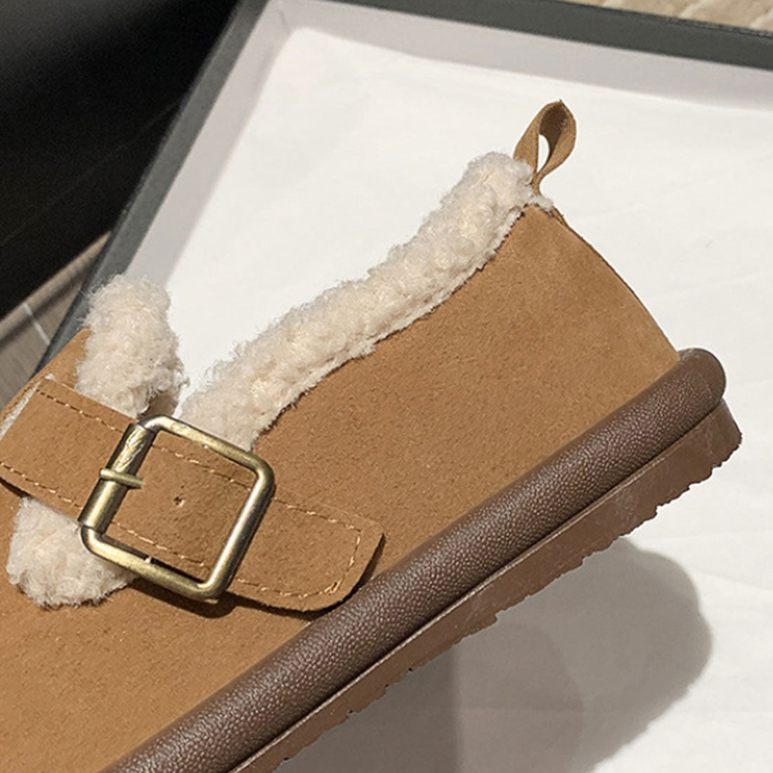Dewlily Flat Boa Shoes for Women, Teens, 20s, 30s, Korean Fashion, Autumn, Winter, Casual, Cute, Black, Simple, Plain, Warm, Shoes, Boots