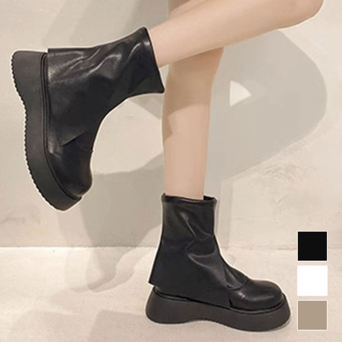 Dewlily Fold-over Short Boots for Women, Teens, 20s, 30s, Korean Fashi