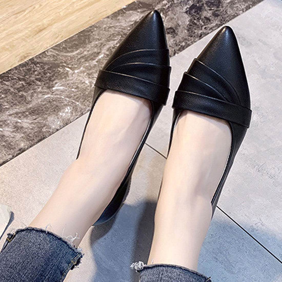 Dewlily Pointed Toe Pumps for Women, Teens, 20s, 30s, Korean Fashion, Casual Shoes, Cute, Simple, Adult, Black, Heels, Commuting, Comfortable to Walk