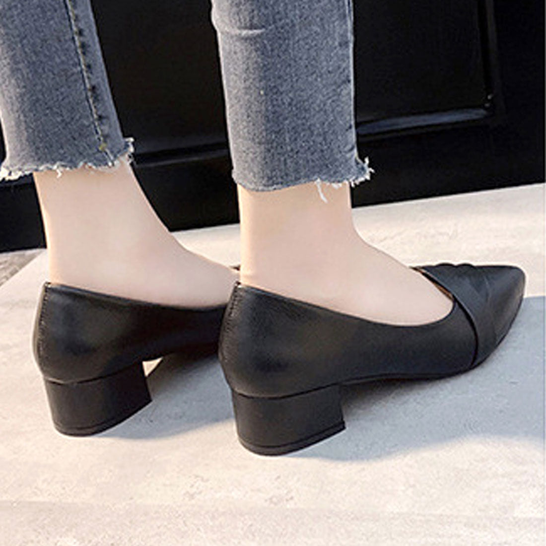 Dewlily Pointed Toe Pumps for Women, Teens, 20s, 30s, Korean Fashion, Casual Shoes, Cute, Simple, Adult, Black, Heels, Commuting, Comfortable to Walk