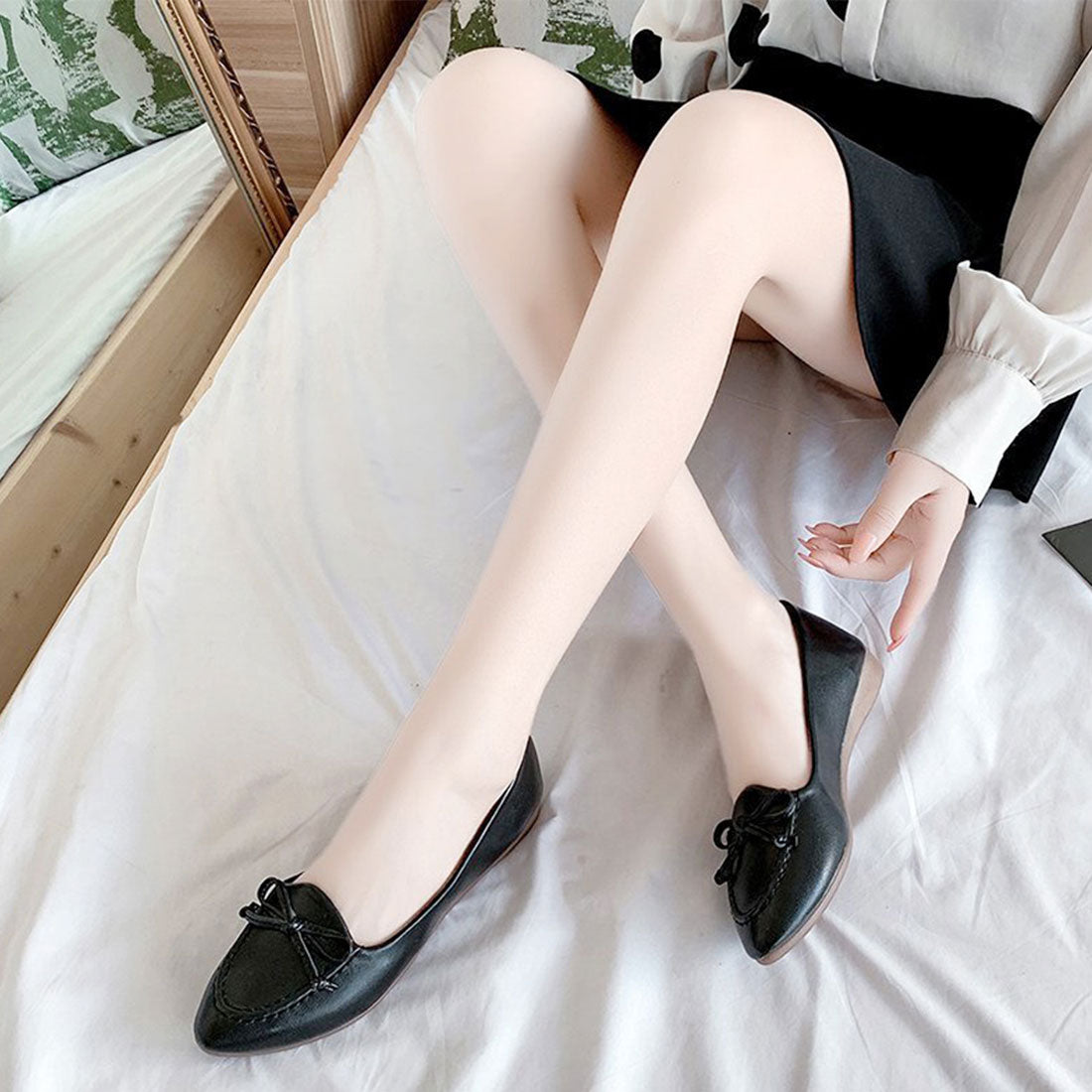 デューリリー Dewlily リボンフラットシューズ レディース 10代 20代 30代 韓国ファッション カジュアル 靴 可愛い シンプル 大人 黒 白 ぺたんこ 歩きやすい （ピンク） ピンク