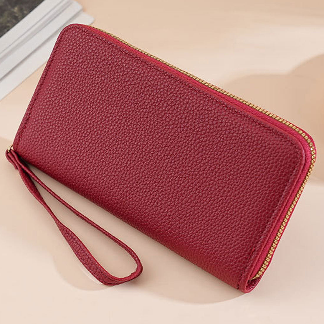 Dewlily Fake Leather Long Wallet for Women, Teens, 20s, 30s, Korean Fashion, Casual, Compact, Cute, Elegant, Gift, Present, Office