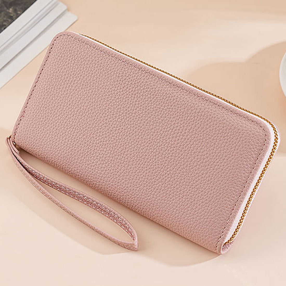 Dewlily Fake Leather Long Wallet for Women, Teens, 20s, 30s, Korean Fashion, Casual, Compact, Cute, Elegant, Gift, Present, Office