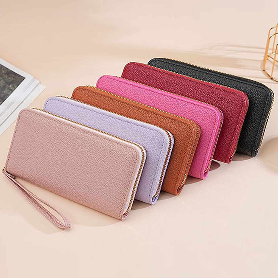 Dewlily Fake Leather Long Wallet for Women, Teens, 20s, 30s, Korean Fashion, Casual, Compact, Cute, Elegant, Gift, Present, Office