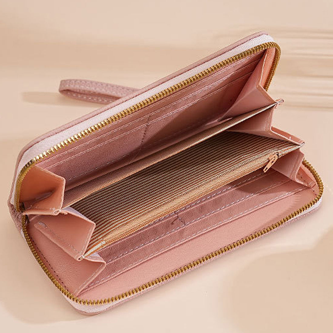 Dewlily Fake Leather Long Wallet for Women, Teens, 20s, 30s, Korean Fashion, Casual, Compact, Cute, Elegant, Gift, Present, Office