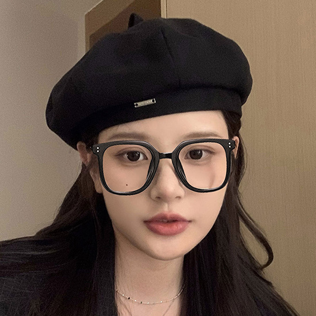 Dewlily One-point beret, Korean fashion, for teens, 20s, 30s, versatile, one-point, cute, voluminous, stylish, plain, raschel, casual