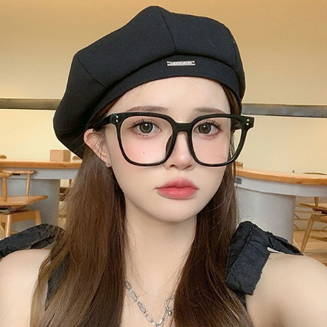 Dewlily One-point beret, Korean fashion, for teens, 20s, 30s, versatile, one-point, cute, voluminous, stylish, plain, raschel, casual