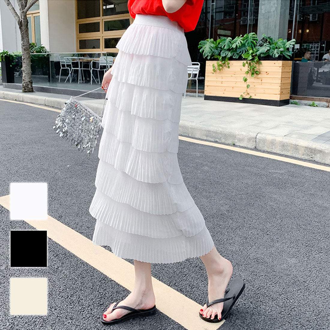 Dewlily Tiered Frill Skirt for Women, Spring, Summer, Autumn, Teens, 2