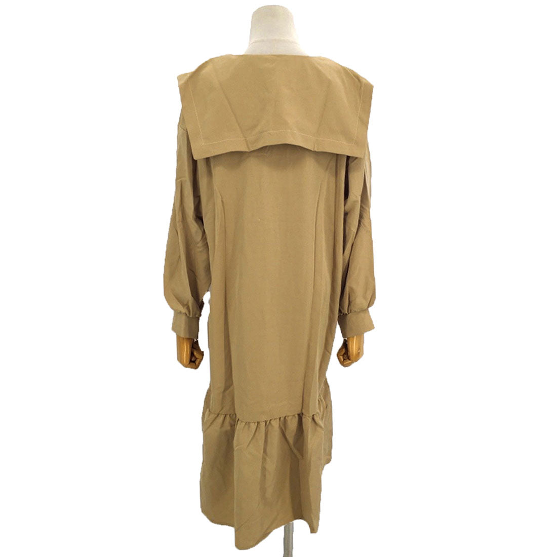 Dewlily Long Sleeve Flare Dress for Women, Solid Color, Spring Clothes, Summer, Autumn, Teens, 20s, 30s, Korean Fashion, Big Collar, Ruffles, Spring Dress, Large Size