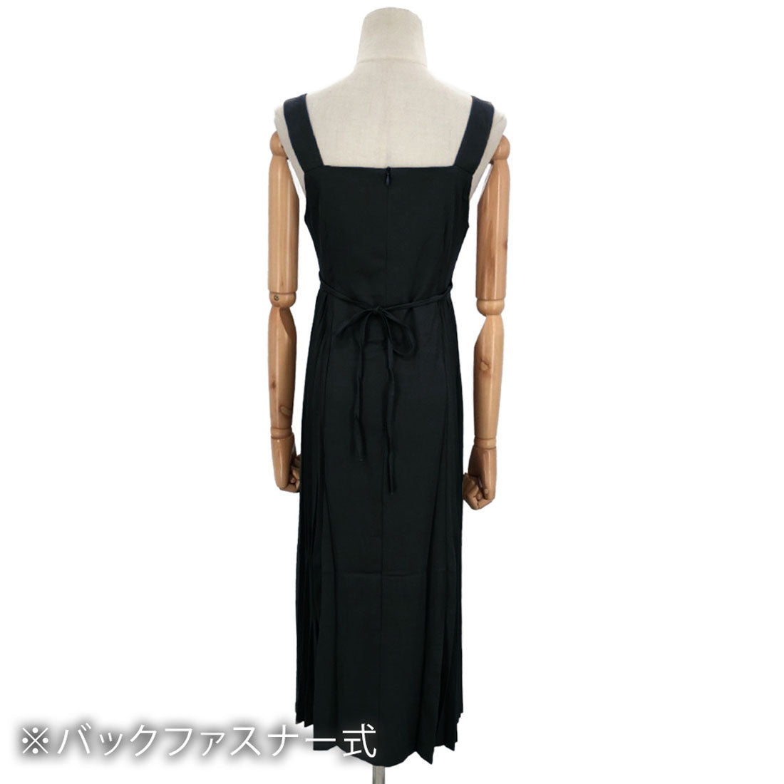 デューリリー Dewlily サロペットプリーツロングワンピース レディース 春服 無地 夏 秋 10代 20代 30代 韓国ファッション マーメイド 春ワンピ リボン オフィス ドレス ノースリ