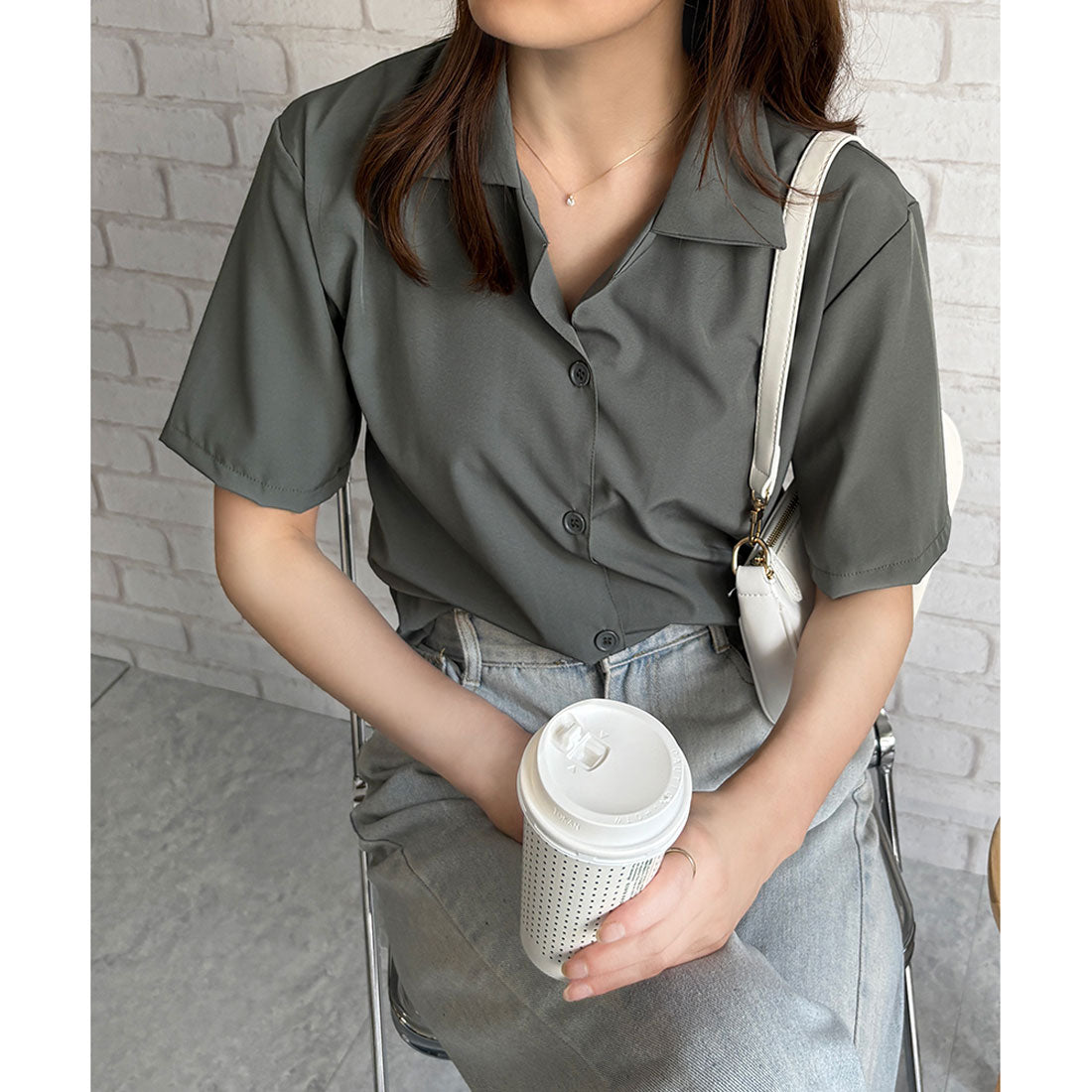 デューリリー Dewlily オープンカラー半袖シャツ レディース 韓国 春夏 シンプル カジュアル ブラウス 無地 おしゃれ 大人 かわいい お出かけ トップス 涼しげ らくちん （イエロー） イエロー