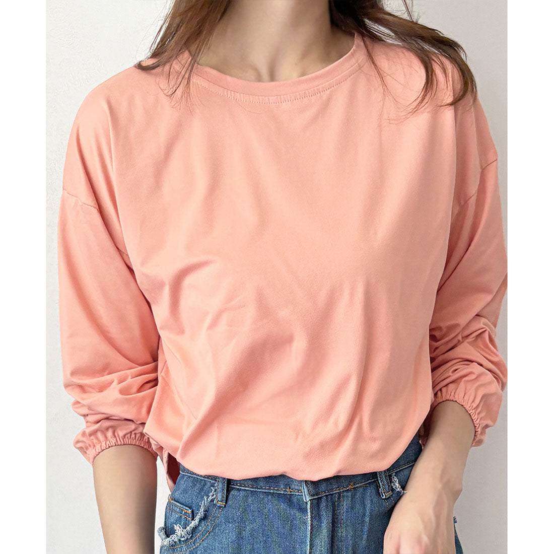 デューリリー Dewlily ボリューム袖カットソー レディース 韓国 カジュアル 長袖 ゆったり 無地 シンプル トップス 大人 リラックス 春 夏 秋 冬 着回し 普段着 （グリーン） グリーン