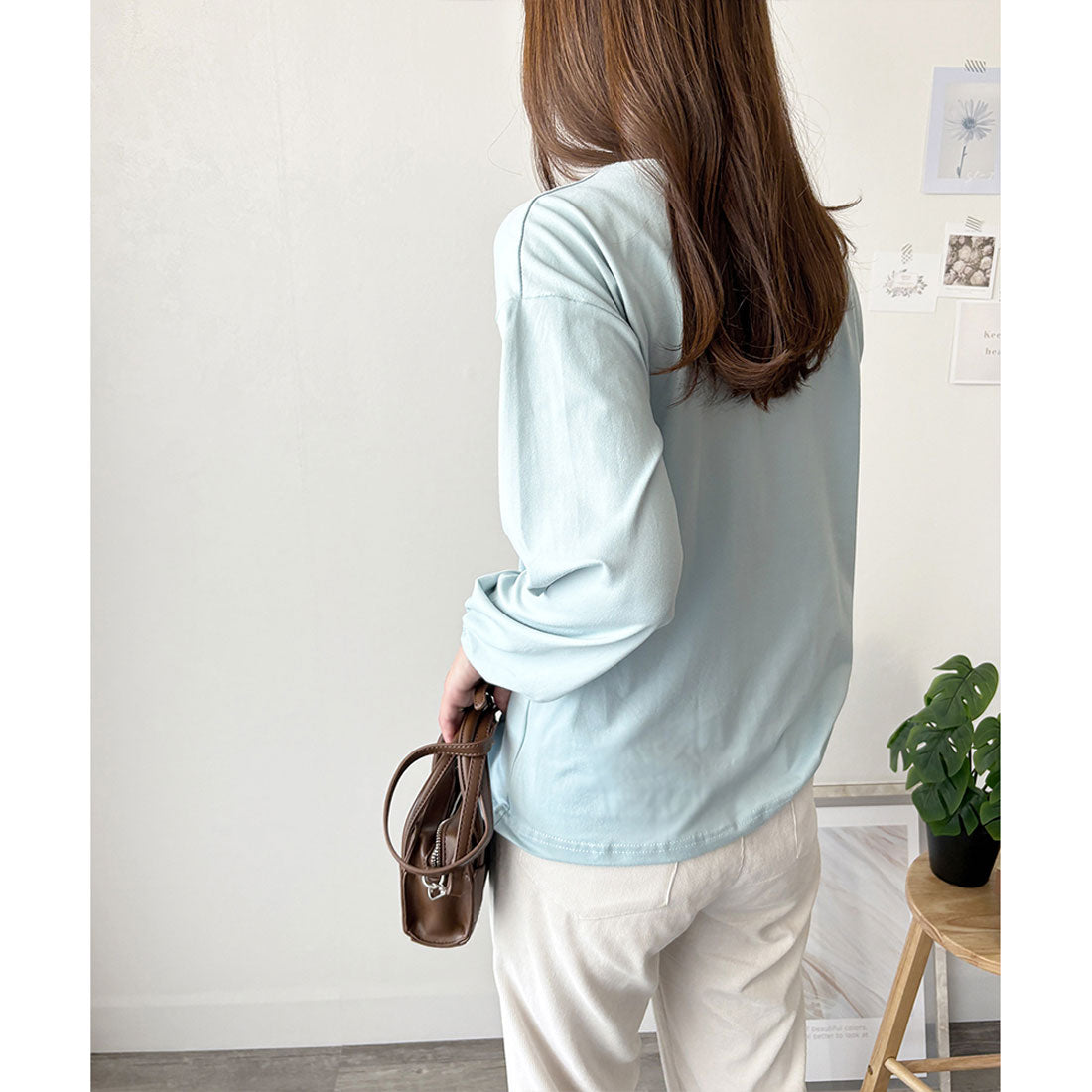 デューリリー Dewlily ボリューム袖カットソー レディース 韓国 カジュアル 長袖 ゆったり 無地 シンプル トップス 大人 リラックス 春 夏 秋 冬 着回し 普段着 （グリーン） グリーン