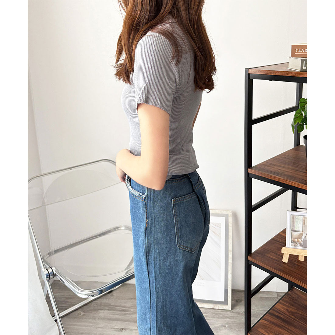 デューリリー Dewlily スキッパー半袖ポロニット レディース 韓国 カジュアル シンプル ショート丈 おしゃれ かわいい 大人 春 夏 着回し お出かけ トップス シャツ （イエロー） イエロー