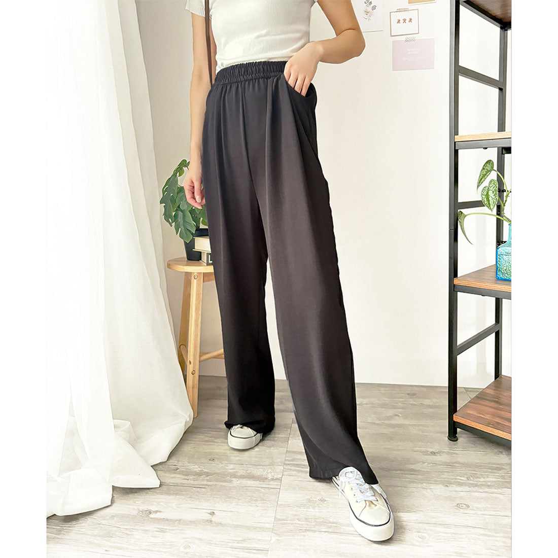 デューリリー Dewlily ワイドリラックスパンツ ワイド パンツ 体型カバー 韓国 ファッション レディース 春夏 ウエストゴム 通勤 旅行 カジュアル 部屋着 ルームウェア （イエロー） イエロー