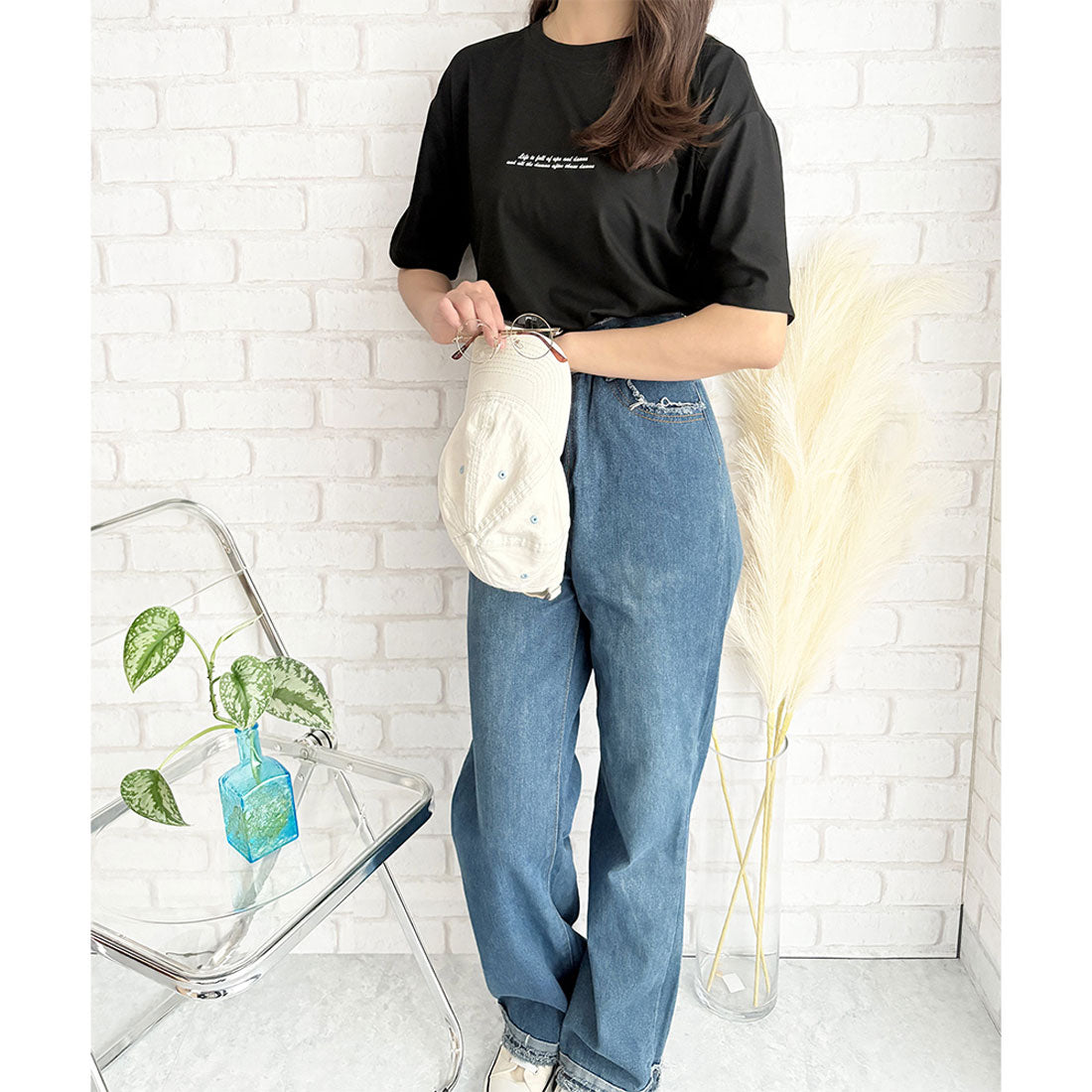 デューリリー Dewlily フロントロゴ半袖Tシャツ 夏トップス 半袖 デイリー ラフ シャツ Tシャツ カジュアル 韓国 ファッション レディース 春夏 着回し 体型カバー （オレンジ） オレンジ