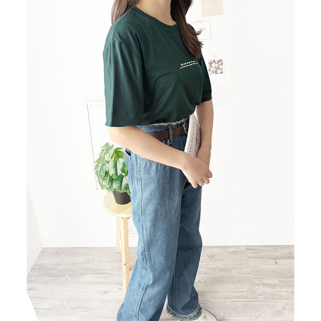 デューリリー Dewlily フロントロゴ半袖Tシャツ 夏トップス 半袖 デイリー ラフ シャツ Tシャツ カジュアル 韓国 ファッション レディース 春夏 着回し 体型カバー （オレンジ） オレンジ