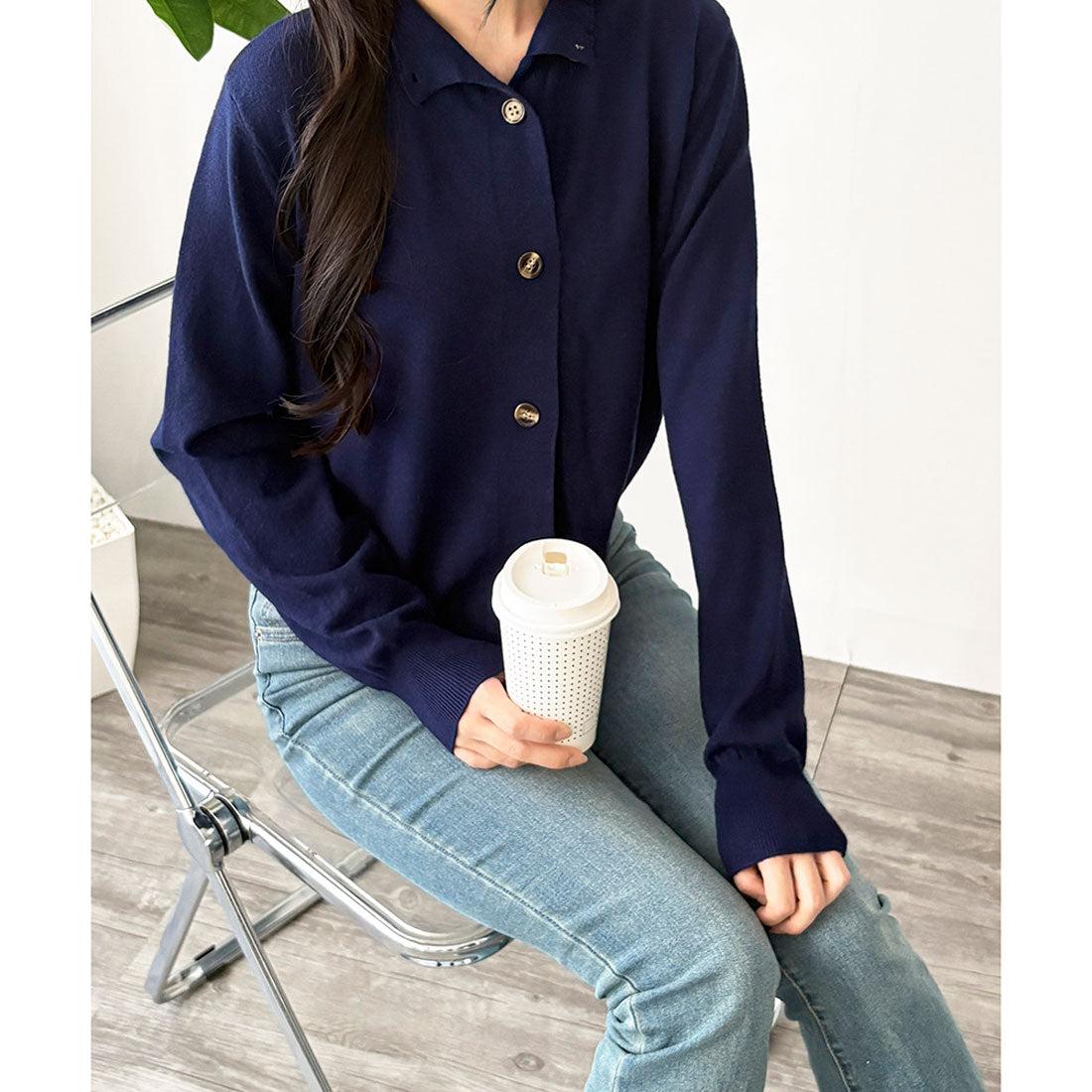 デューリリー Dewlily ソフトニットカーディガン レディース 羽織 長袖 前開き ベーシック 無地 きれいめ 秋冬 冷え対策 軽量 セーター オフィス 着回し 定番 シンプル （アイボリー） アイボリー