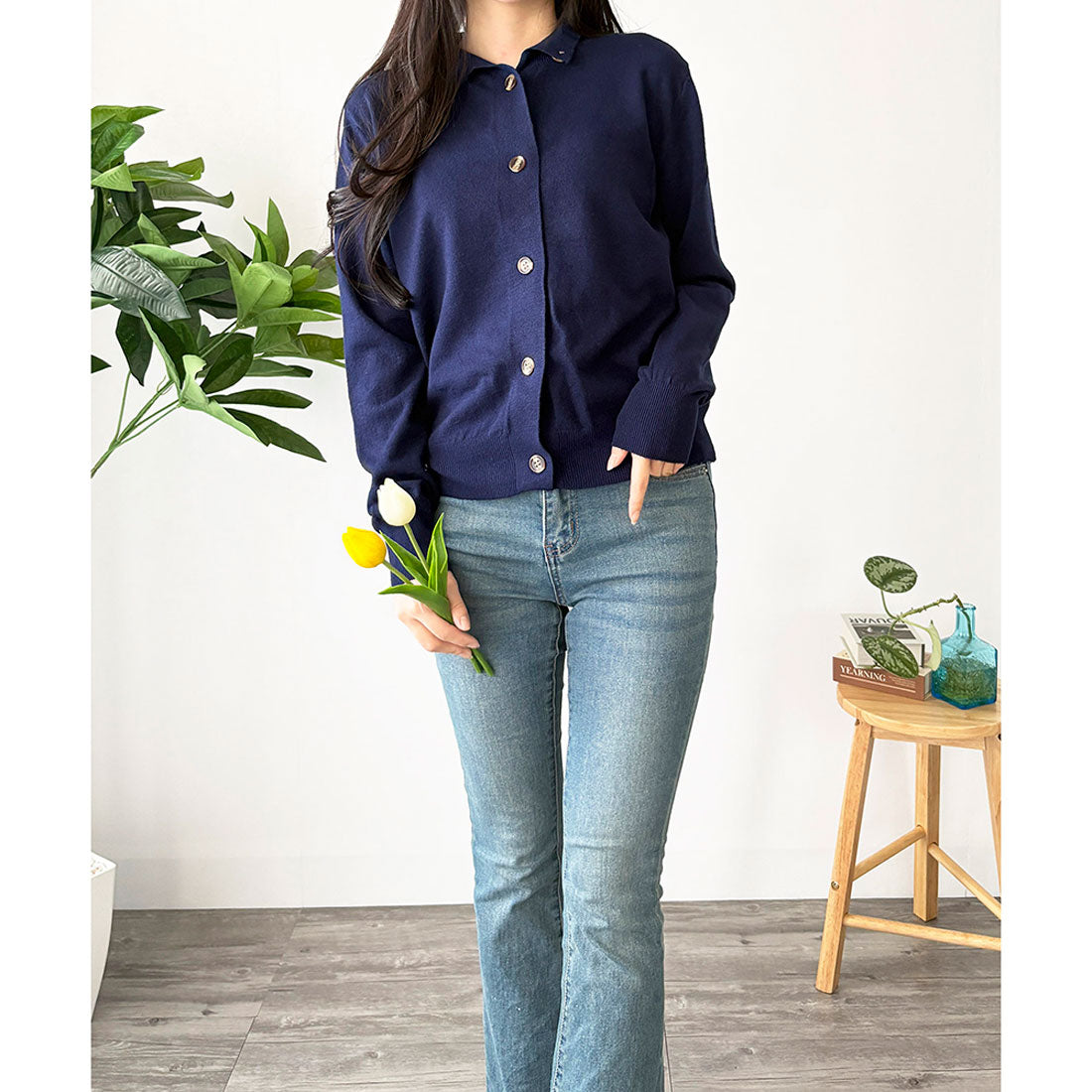 デューリリー Dewlily ソフトニットカーディガン レディース 羽織 長袖 前開き ベーシック 無地 きれいめ 秋冬 冷え対策 軽量 セーター オフィス 着回し 定番 シンプル （アイボリー） アイボリー