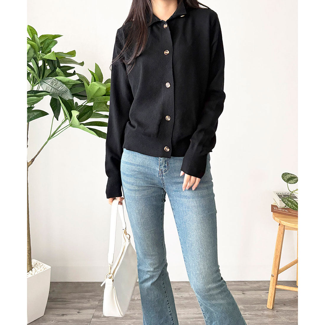 デューリリー Dewlily ソフトニットカーディガン レディース 羽織 長袖 前開き ベーシック 無地 きれいめ 秋冬 冷え対策 軽量 セーター オフィス 着回し 定番 シンプル （アイボリー） アイボリー