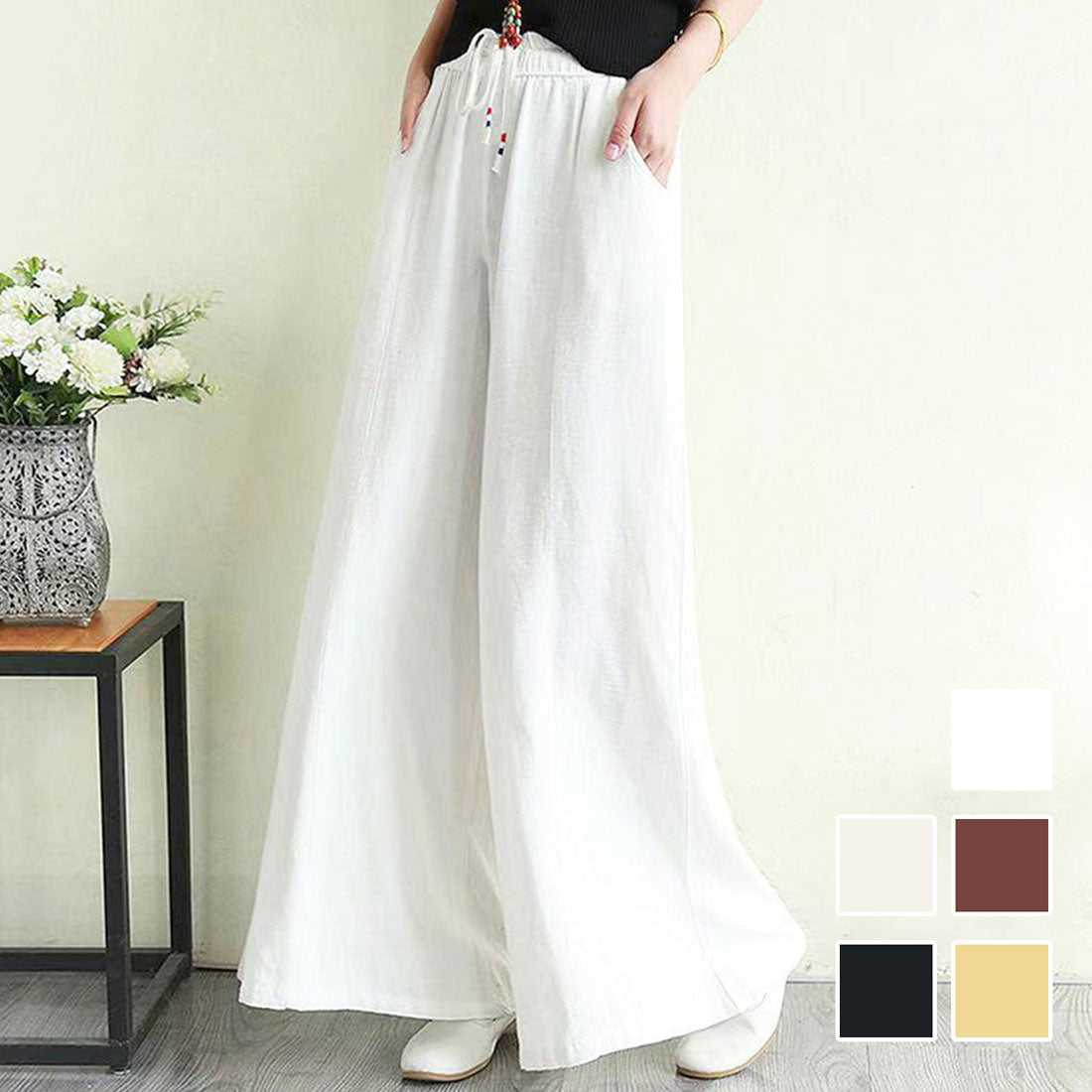 Dewlily Casual Wide Pants Women's Bottoms Spring Clothes Summer Clothes Autumn Clothes Korean Fashion Teens 20s 30s Office Casual Plus Size