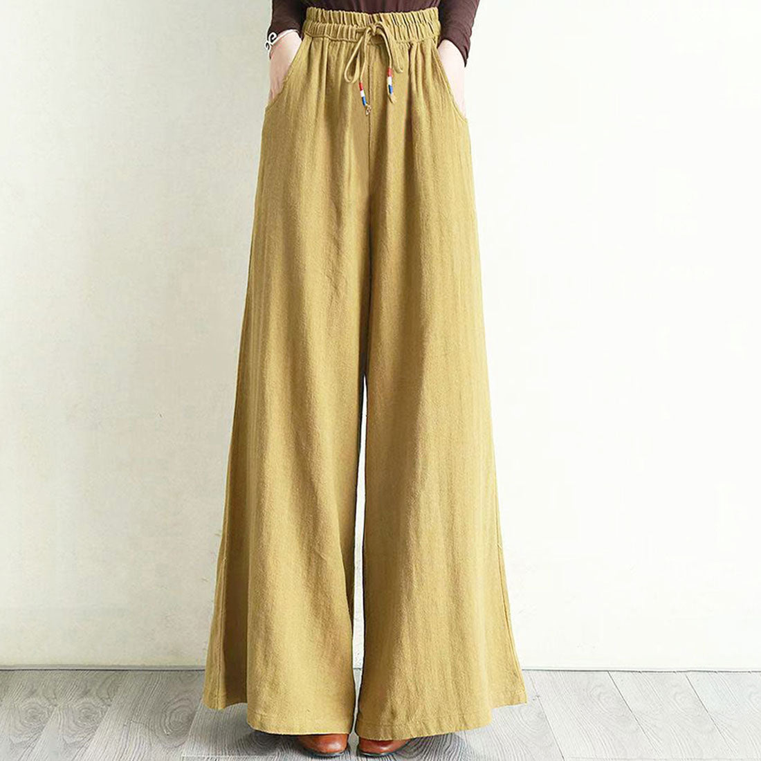 Dewlily Casual Wide Pants Women's Bottoms Spring Clothes Summer Clothes Autumn Clothes Korean Fashion Teens 20s 30s Office Casual Plus Size