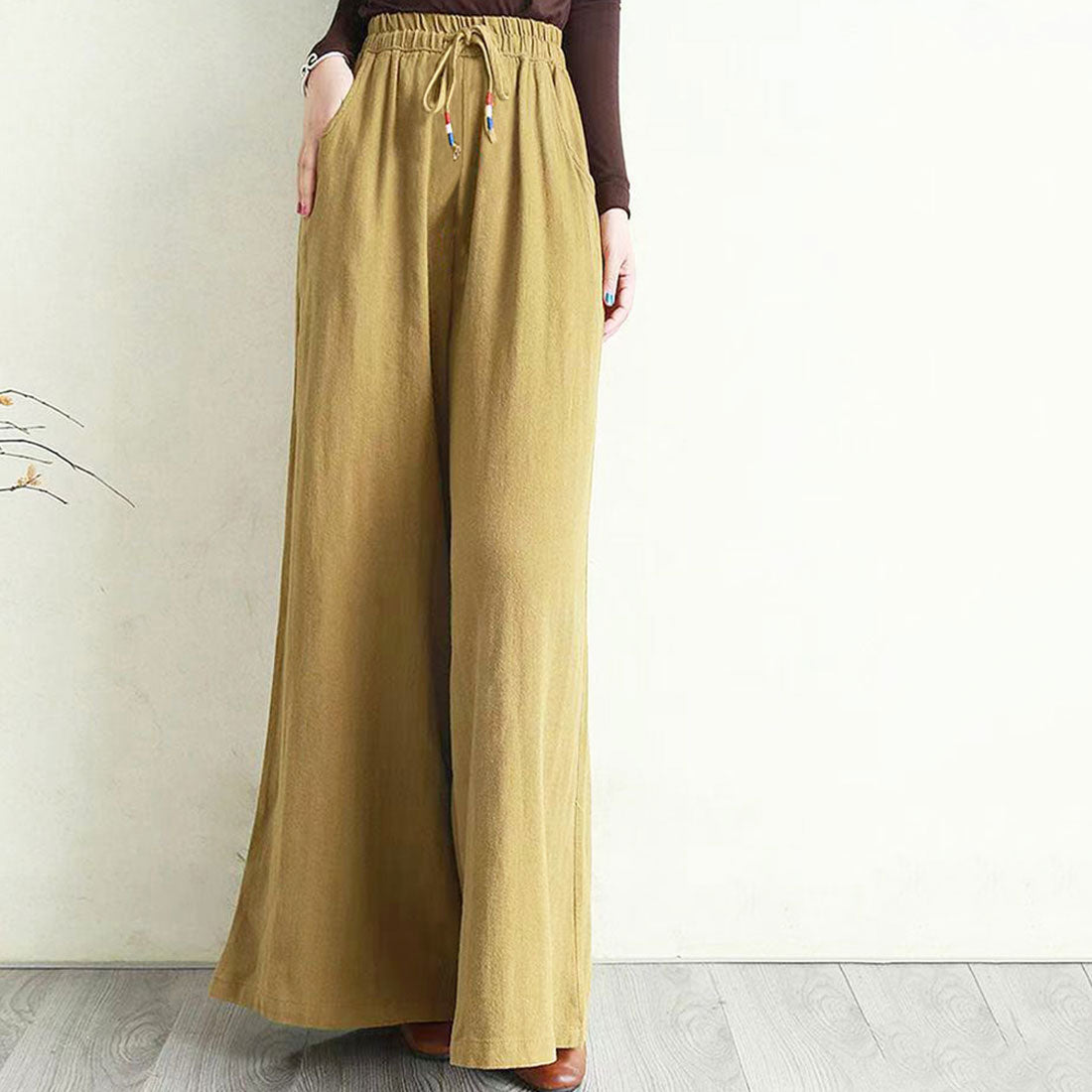 Dewlily Casual Wide Pants Women's Bottoms Spring Clothes Summer Clothes Autumn Clothes Korean Fashion Teens 20s 30s Office Casual Plus Size