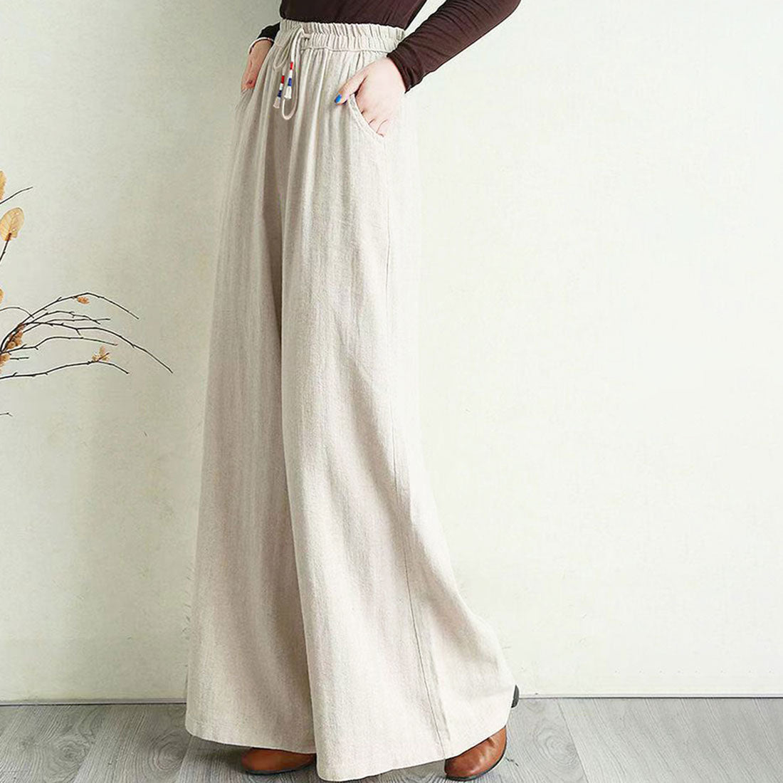 Dewlily Casual Wide Pants Women's Bottoms Spring Clothes Summer Clothes Autumn Clothes Korean Fashion Teens 20s 30s Office Casual Plus Size