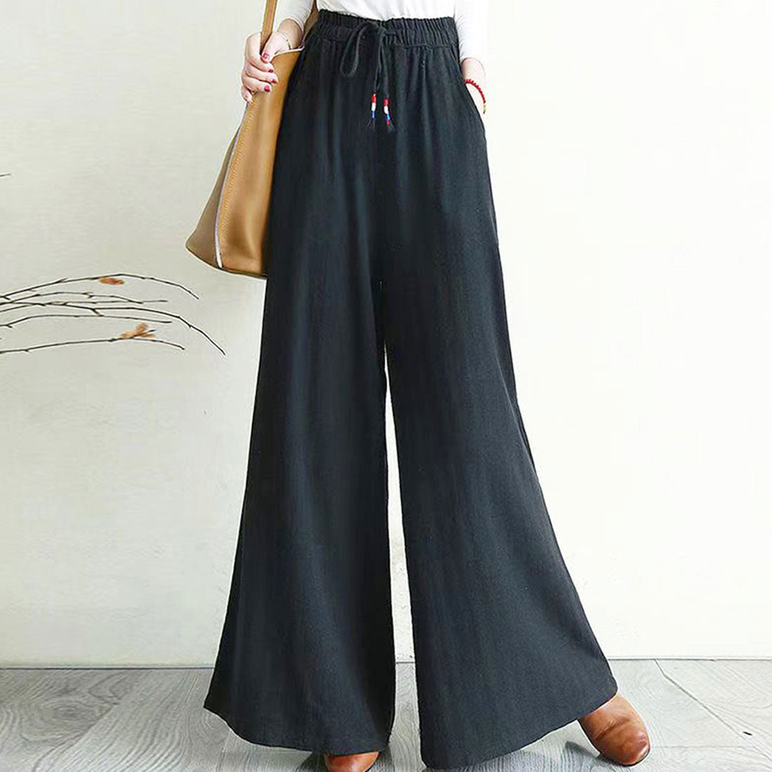 Dewlily Casual Wide Pants Women's Bottoms Spring Clothes Summer Clothes Autumn Clothes Korean Fashion Teens 20s 30s Office Casual Plus Size