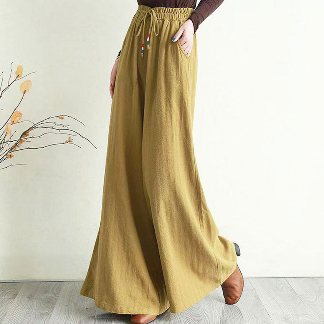 Dewlily Casual Wide Pants Women's Bottoms Spring Clothes Summer Clothes Autumn Clothes Korean Fashion Teens 20s 30s Office Casual Plus Size