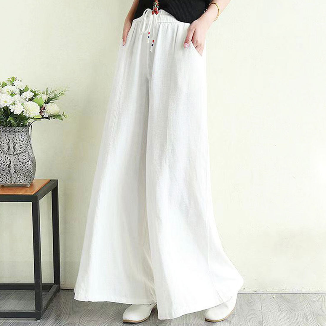 Dewlily Casual Wide Pants Women's Bottoms Spring Clothes Summer Clothes Autumn Clothes Korean Fashion Teens 20s 30s Office Casual Plus Size