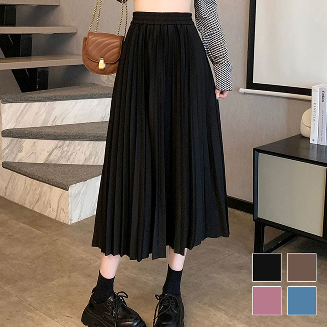 デューリリー Dewlily プリーツロングスカート レディース ボトムス 春服 夏服 秋服 韓国ファッション 10代 20代 30代 フレア ミディ丈 Aライン オフィスカジュアル