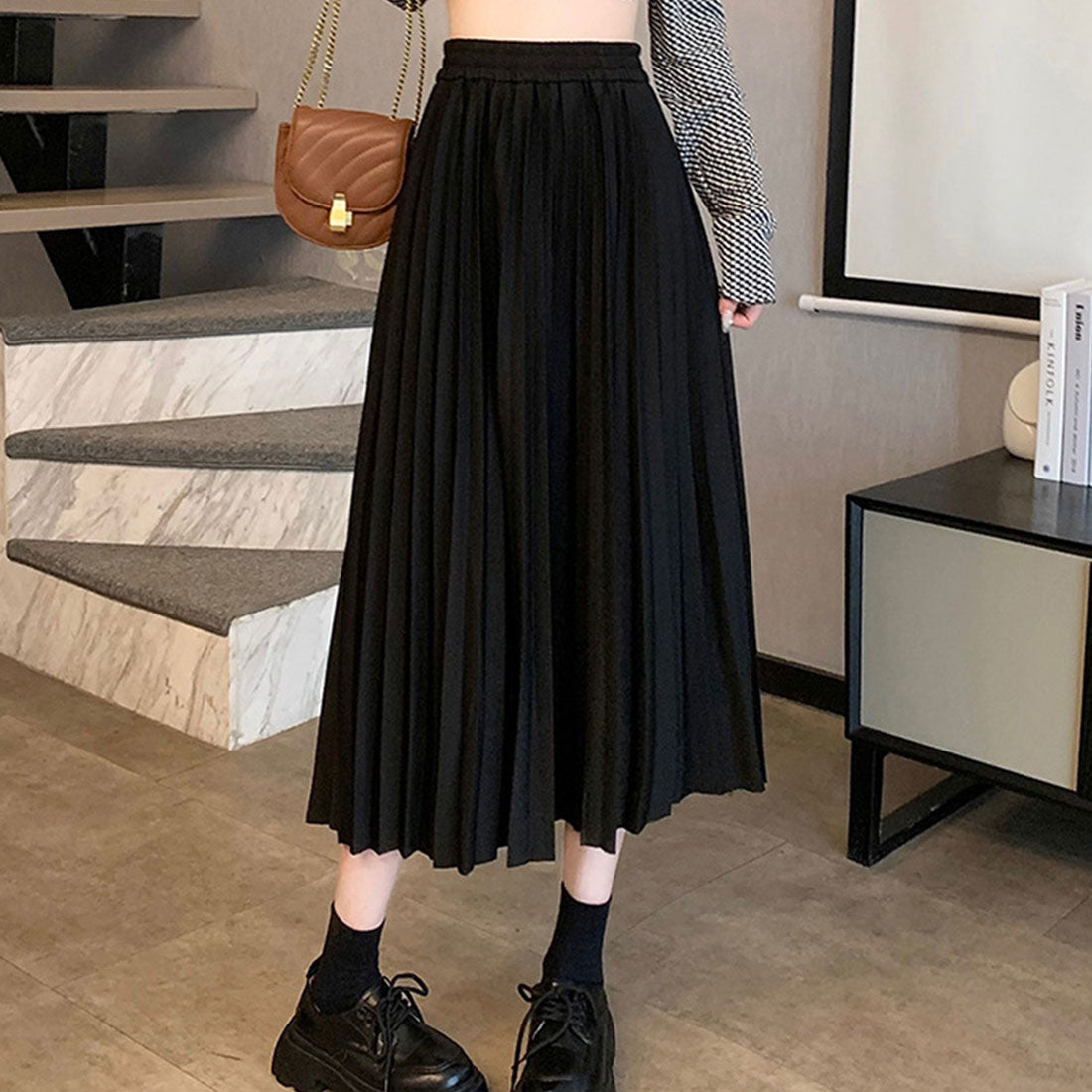 デューリリー Dewlily プリーツロングスカート レディース ボトムス 春服 夏服 秋服 韓国ファッション 10代 20代 30代 フレア ミディ丈 Aライン オフィスカジュアル