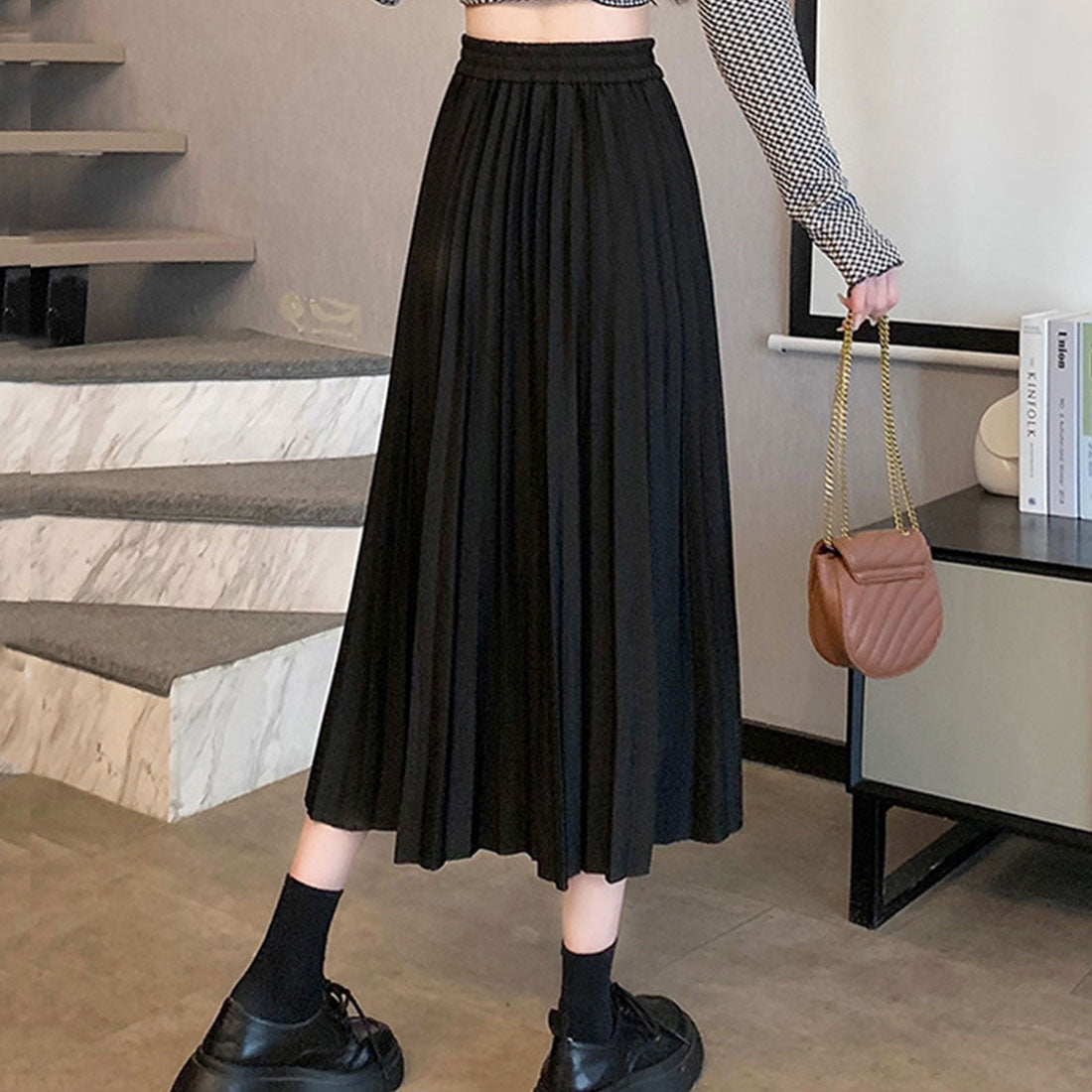 デューリリー Dewlily プリーツロングスカート レディース ボトムス 春服 夏服 秋服 韓国ファッション 10代 20代 30代 フレア ミディ丈 Aライン オフィスカジュアル